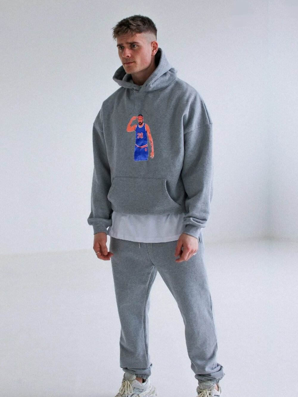 NY KNICKS Vintage Hoodie w/Graphic of Rasheed Wallace (#36) Grey Heather Sz 5XL